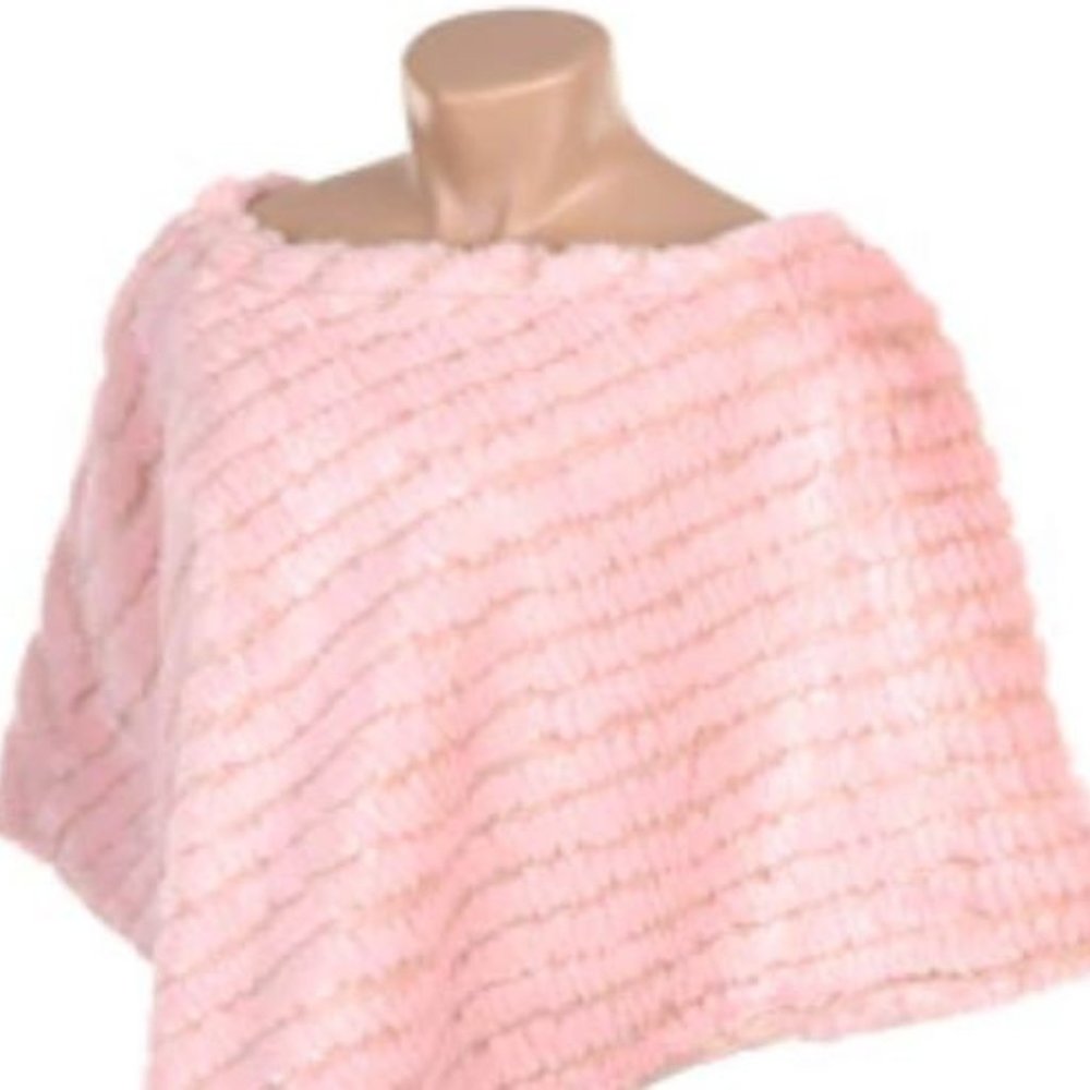 Black Rivet Pink Faux Fur Poncho S/M